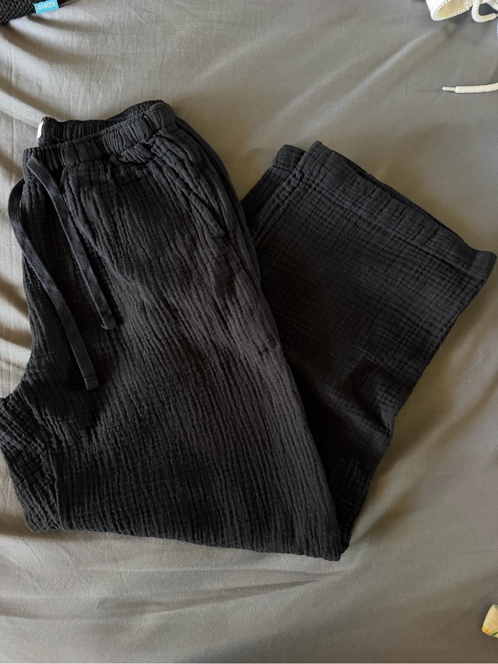 Little Moon aritzia Black Elastic Waist Linen Pants